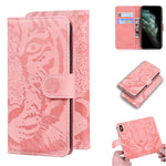 Custodia in pelle a ribalta orizzontale con motivo a tigre in rilievo con supporto, slot per carte e portafoglio, For iPhone 11, For iPhone 11 Pro, For iPhone 11 Pro Max, For iPhone XS / X