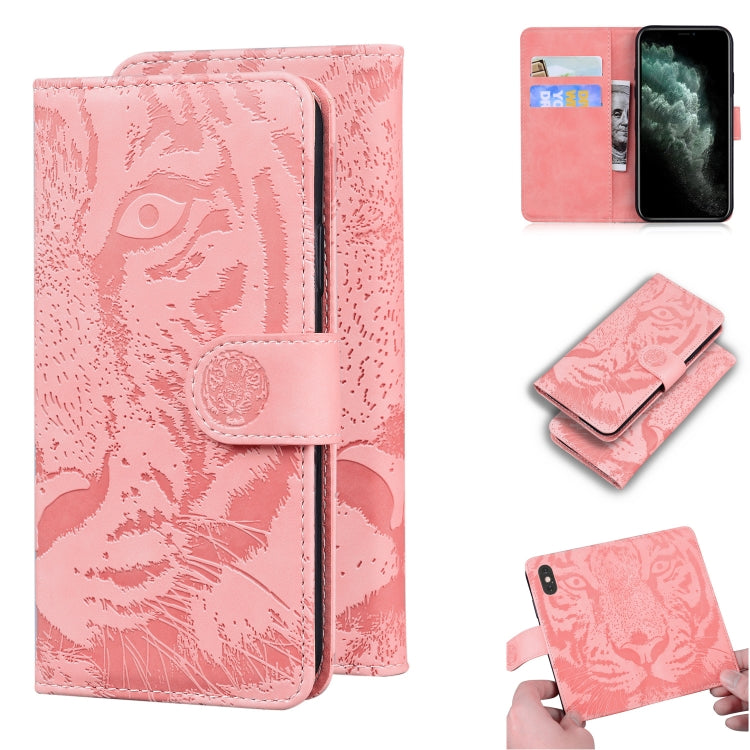 Custodia in pelle a ribalta orizzontale con motivo a tigre in rilievo con supporto, slot per carte e portafoglio, For iPhone 11, For iPhone 11 Pro, For iPhone 11 Pro Max, For iPhone XS / X