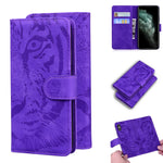 Custodia in pelle a ribalta orizzontale con motivo a tigre in rilievo con supporto, slot per carte e portafoglio, For iPhone 11, For iPhone 11 Pro, For iPhone 11 Pro Max, For iPhone XS / X