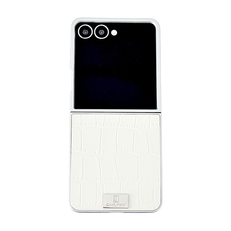 Custodia per telefono pieghevole con bordo argentato e motivo coccodrillo., For Galaxy Z Flip8 5G, For Samsung Galaxy Z Flip7 FE / Flip6, For Samsung Galaxy Z Flip7 5G, For Samsung Galaxy Z Flip5 5G, For Samsung Galaxy Z Flip4 5G