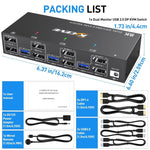 KCEVE KC-KVM302DP USB 3.0 Dual Monitor 8K 30Hz KVM Switch, US Plug, EU Plug, UK Plug, AU Plug