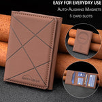 Portafoglio in pelle con chiusura magnetica Magsafe e motivo a rombi in rilievo BFK24