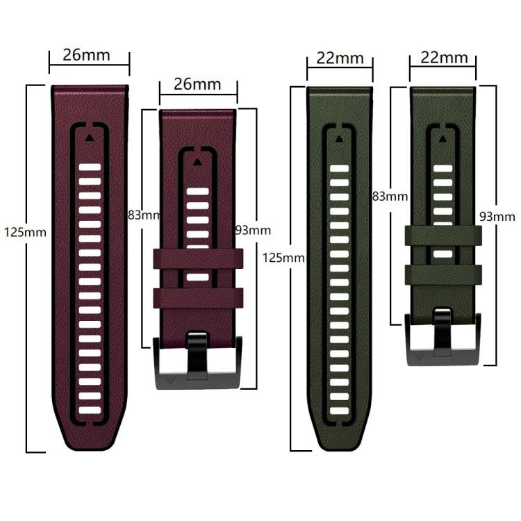 Cinturino per orologio xDfind in silicone effetto pelle con sgancio rapido, For Garmin 26mm, For Garmin 22mm