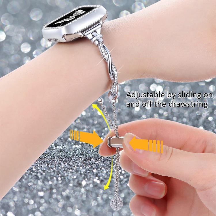Bracciale a torsione xDfind con diamanti e cinturino in metallo per orologio, For Apple Watch 42 / 44 / 45 / 46 / 49mm, For Apple Watch 38 / 40 / 41 / S10 42mm