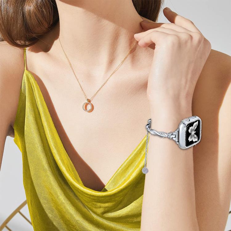 Bracciale a torsione xDfind con diamanti e cinturino in metallo per orologio, For Apple Watch 42 / 44 / 45 / 46 / 49mm, For Apple Watch 38 / 40 / 41 / S10 42mm