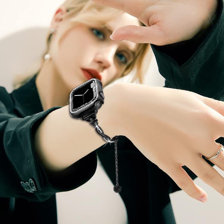 Bracciale a torsione xDfind con diamanti e cinturino in metallo per orologio, For Apple Watch 42 / 44 / 45 / 46 / 49mm, For Apple Watch 38 / 40 / 41 / S10 42mm