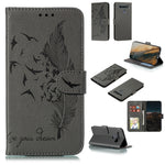Custodia portafoglio in pelle con motivo piume per LG K51S