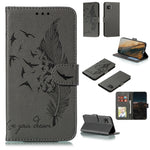 Custodia portafoglio in pelle con motivo piume per LG K51S