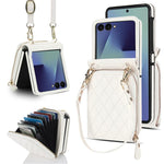 Ampia custodia per telefono in pelle con cerniera, scomparto per carte di credito e tracolla., For Galaxy Z Flip8 5G, For Samsung Galaxy Z Flip7 5G
