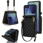 Ampia custodia per telefono in pelle con cerniera, scomparto per carte di credito e tracolla., For Galaxy Z Flip8 5G, For Samsung Galaxy Z Flip7 5G