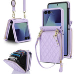 Ampia custodia per telefono in pelle con cerniera, scomparto per carte di credito e tracolla., For Galaxy Z Flip8 5G, For Samsung Galaxy Z Flip7 5G