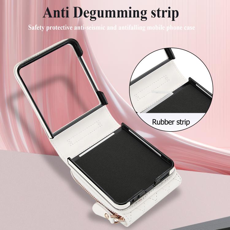 Ampia custodia per telefono in pelle con cerniera, scomparto per carte di credito e tracolla., For Galaxy Z Flip8 5G, For Samsung Galaxy Z Flip7 5G