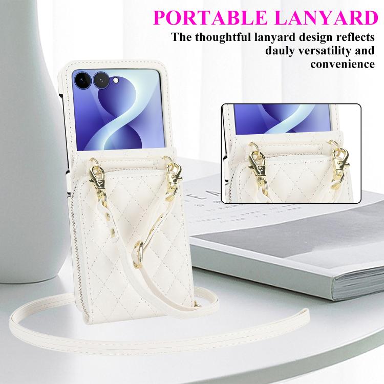 Ampia custodia per telefono in pelle con cerniera, scomparto per carte di credito e tracolla., For Galaxy Z Flip8 5G, For Samsung Galaxy Z Flip7 5G