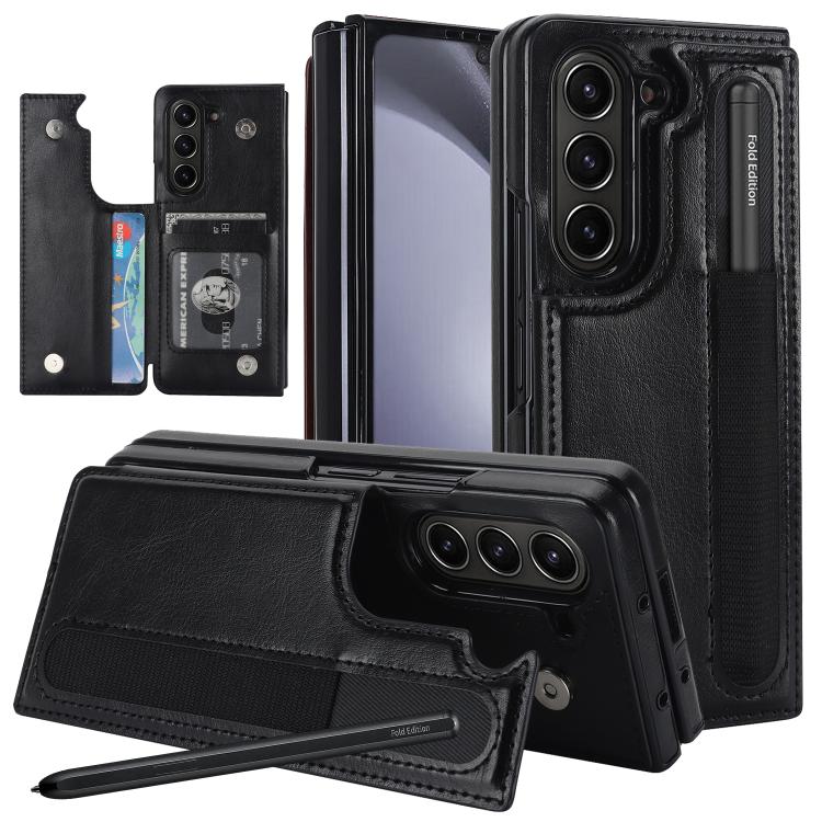 Custodia per telefono in PU pieghevole a copertura totale con doppia fibbia e scomparti per penna., For Galaxy Z Fold8 Ultra 5G, For Samsung Galaxy Z Fold7