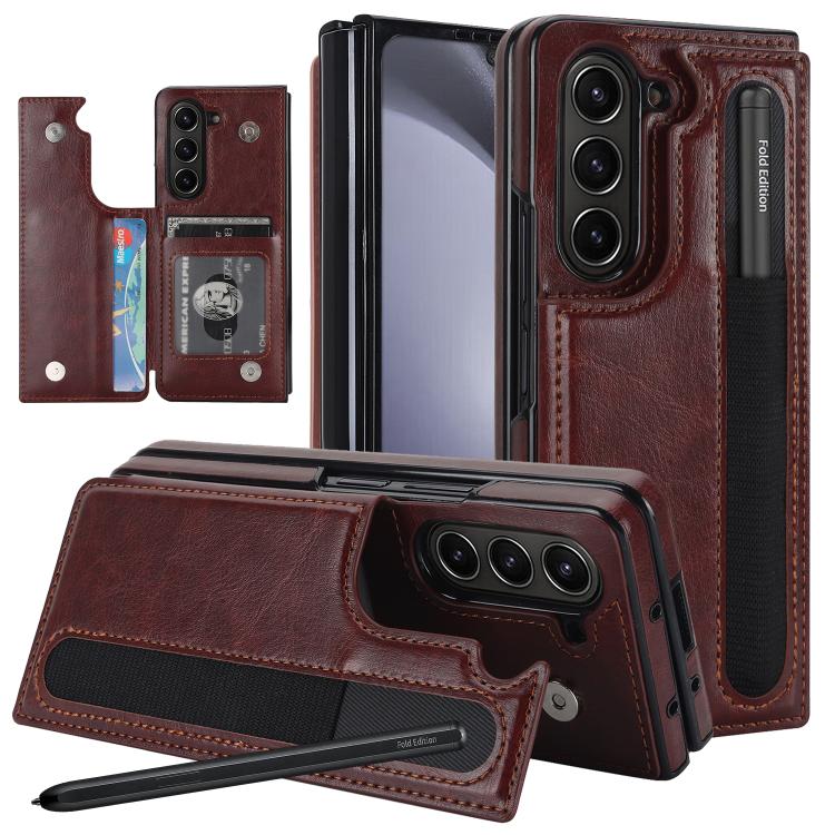 Custodia per telefono in PU pieghevole a copertura totale con doppia fibbia e scomparti per penna., For Galaxy Z Fold8 Ultra 5G, For Samsung Galaxy Z Fold7