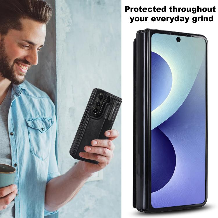 Custodia per telefono in PU pieghevole a copertura totale con doppia fibbia e scomparti per penna., For Galaxy Z Fold8 Ultra 5G, For Samsung Galaxy Z Fold7