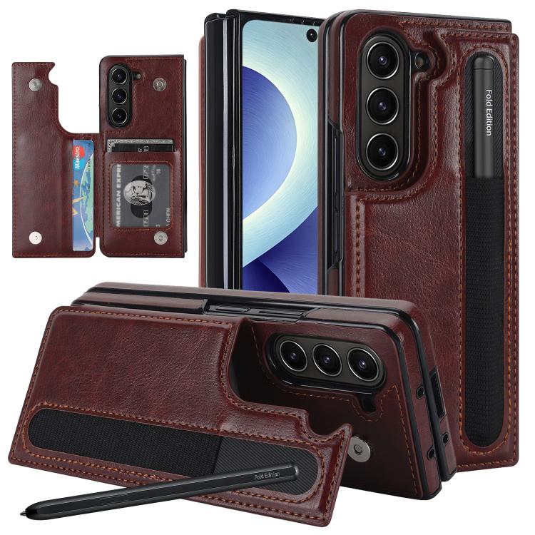 Custodia per telefono in PU pieghevole a copertura totale con doppia fibbia e scomparti per penna., For Galaxy Z Fold8 Ultra 5G, For Samsung Galaxy Z Fold7
