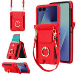 Portafoglio ad anello con scomparto per carte di credito, custodia in pelle per telefono., For Galaxy Z Flip8 5G, For Samsung Galaxy Z Flip7 5G