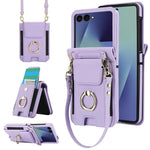 Portafoglio ad anello con scomparto per carte di credito, custodia in pelle per telefono., For Galaxy Z Flip8 5G, For Samsung Galaxy Z Flip7 5G