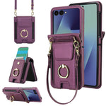 Portafoglio ad anello con scomparto per carte di credito, custodia in pelle per telefono., For Galaxy Z Flip8 5G, For Samsung Galaxy Z Flip7 5G