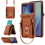 Portafoglio ad anello con scomparto per carte di credito, custodia in pelle per telefono., For Galaxy Z Flip8 5G, For Samsung Galaxy Z Flip7 5G