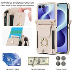 Portafoglio ad anello con scomparto per carte di credito, custodia in pelle per telefono., For Galaxy Z Flip8 5G, For Samsung Galaxy Z Flip7 5G