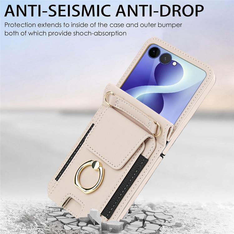 Portafoglio ad anello con scomparto per carte di credito, custodia in pelle per telefono., For Galaxy Z Flip8 5G, For Samsung Galaxy Z Flip7 5G