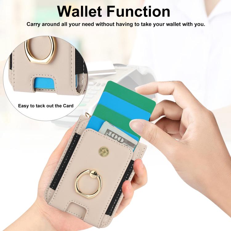 Portafoglio ad anello con scomparto per carte di credito, custodia in pelle per telefono., For Galaxy Z Flip8 5G, For Samsung Galaxy Z Flip7 5G