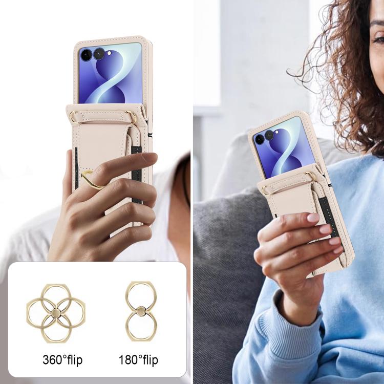 Portafoglio ad anello con scomparto per carte di credito, custodia in pelle per telefono., For Galaxy Z Flip8 5G, For Samsung Galaxy Z Flip7 5G