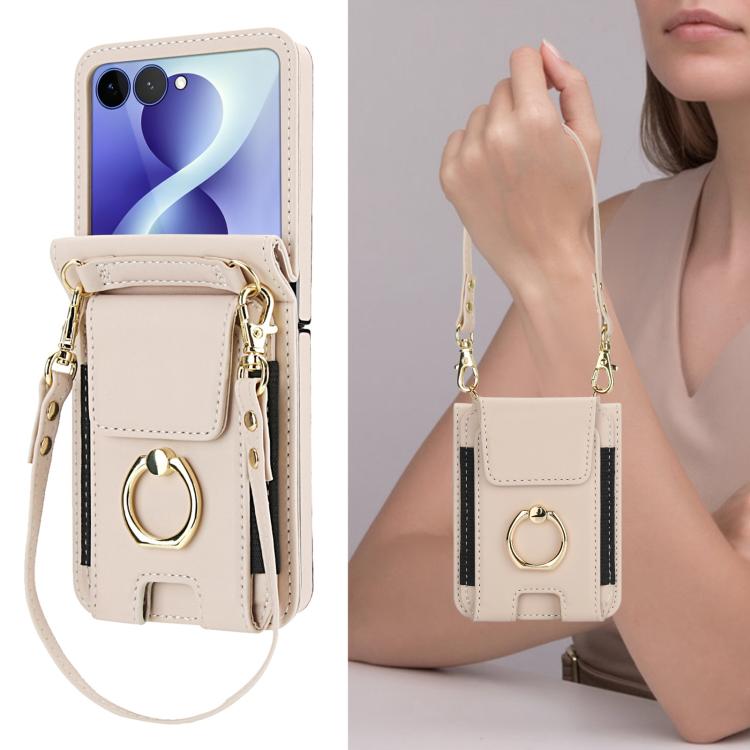 Portafoglio ad anello con scomparto per carte di credito, custodia in pelle per telefono., For Galaxy Z Flip8 5G, For Samsung Galaxy Z Flip7 5G