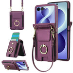 Portafoglio ad anello con scomparto per carte di credito, custodia in pelle per telefono., For Galaxy Z Flip8 5G, For Samsung Galaxy Z Flip7 5G