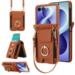 Portafoglio ad anello con scomparto per carte di credito, custodia in pelle per telefono., For Galaxy Z Flip8 5G, For Samsung Galaxy Z Flip7 5G