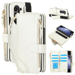 Portafoglio da polso in pelle pieghevole a tinta unita con cordino per cellulare., For Galaxy Z Fold8 Ultra, For Samsung Galaxy Z Fold7