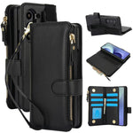 Portafoglio da polso in pelle pieghevole a tinta unita con cordino per cellulare., For Galaxy Z Fold8 Ultra, For Samsung Galaxy Z Fold7