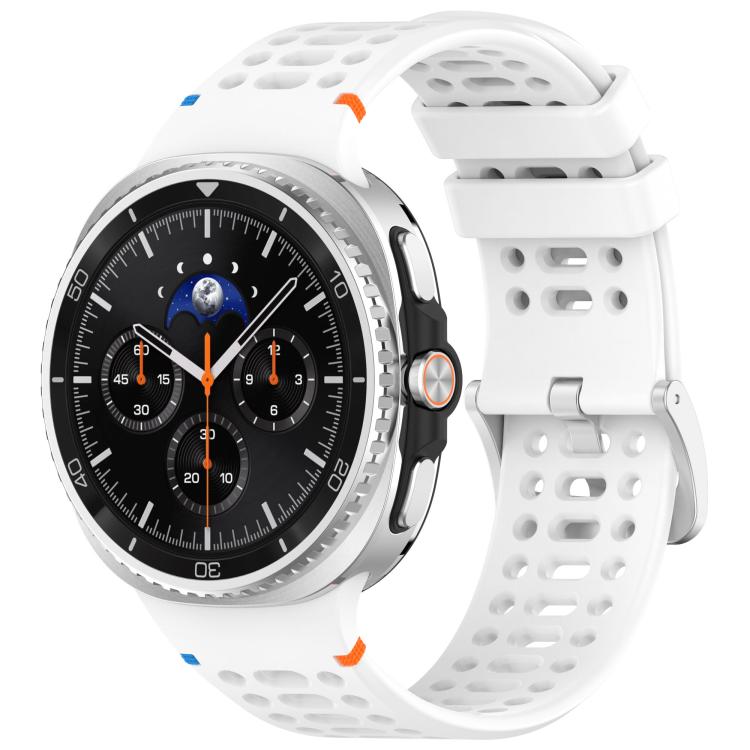 Cinturino per orologio xDfind in silicone traspirante con fibbia in lega argentata e fori., For Samsung Galaxy Watch8 / Watch8 Classic