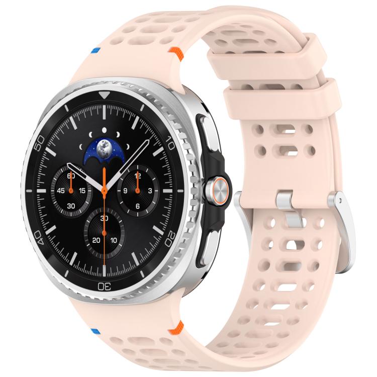 Cinturino per orologio xDfind in silicone traspirante con fibbia in lega argentata e fori., For Samsung Galaxy Watch8 / Watch8 Classic