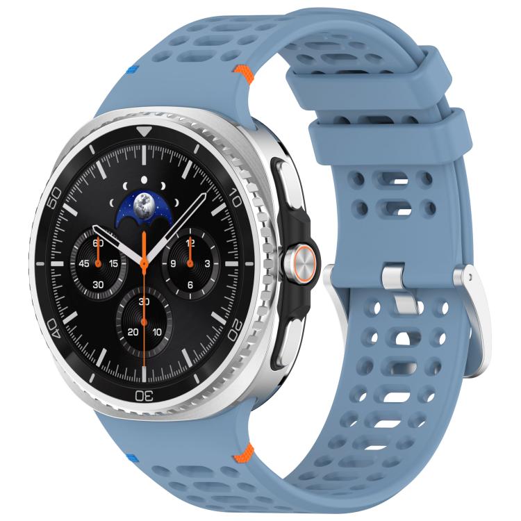 Cinturino per orologio xDfind in silicone traspirante con fibbia in lega argentata e fori., For Samsung Galaxy Watch8 / Watch8 Classic