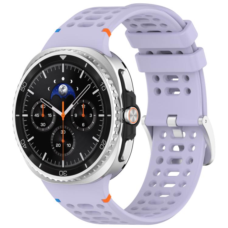 Cinturino per orologio xDfind in silicone traspirante con fibbia in lega argentata e fori., For Samsung Galaxy Watch8 / Watch8 Classic