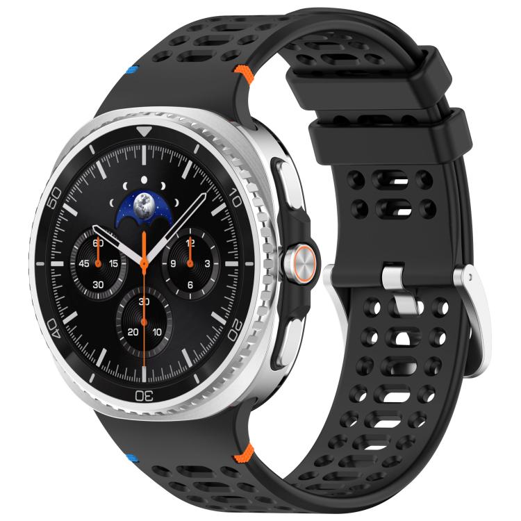 Cinturino per orologio xDfind in silicone traspirante con fibbia in lega argentata e fori., For Samsung Galaxy Watch8 / Watch8 Classic