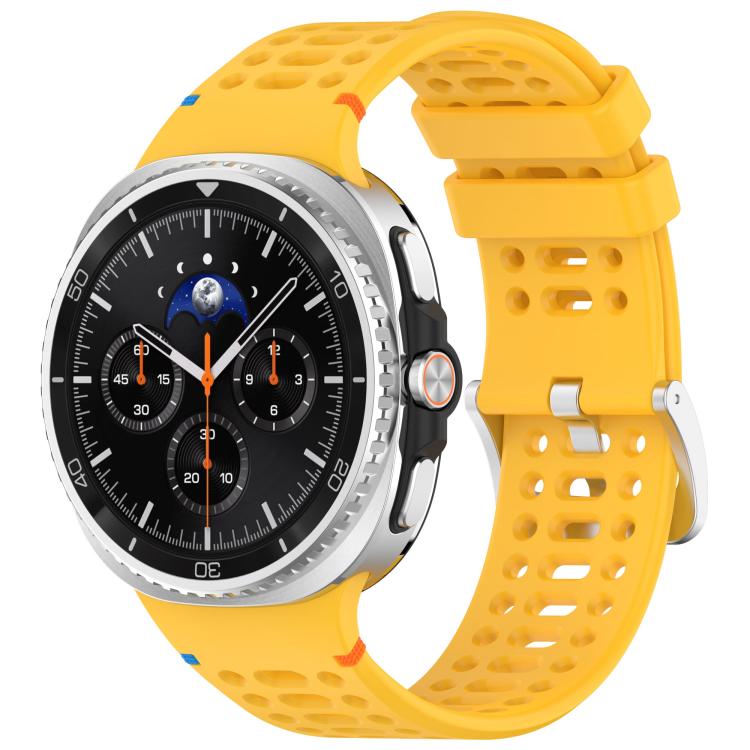 Cinturino per orologio xDfind in silicone traspirante con fibbia in lega argentata e fori., For Samsung Galaxy Watch8 / Watch8 Classic