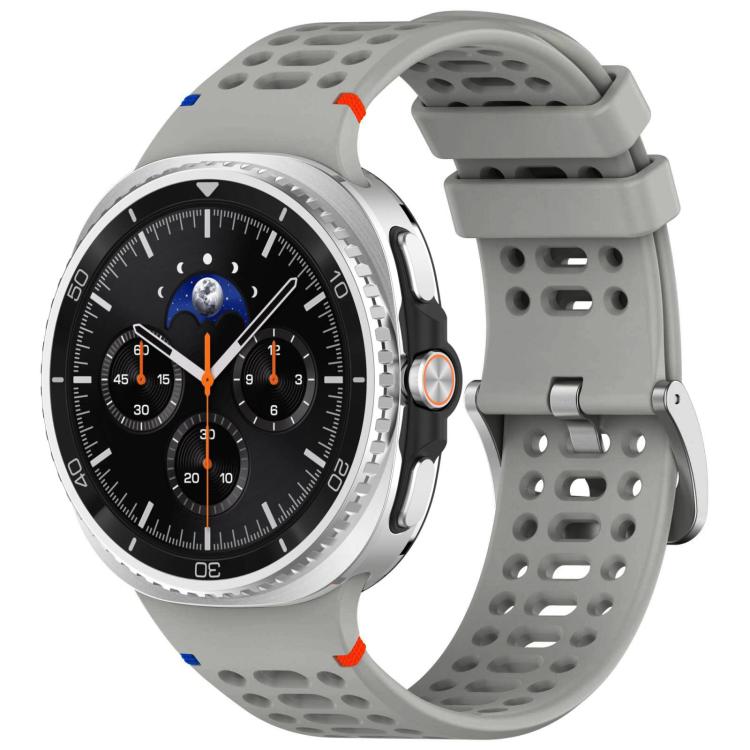 Cinturino per orologio xDfind in silicone traspirante con fibbia in lega argentata e fori., For Samsung Galaxy Watch8 / Watch8 Classic