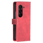 Custodia per telefono in pelle con texture a rombi e fibbia magnetica., For Samsung Galaxy Z Fold5