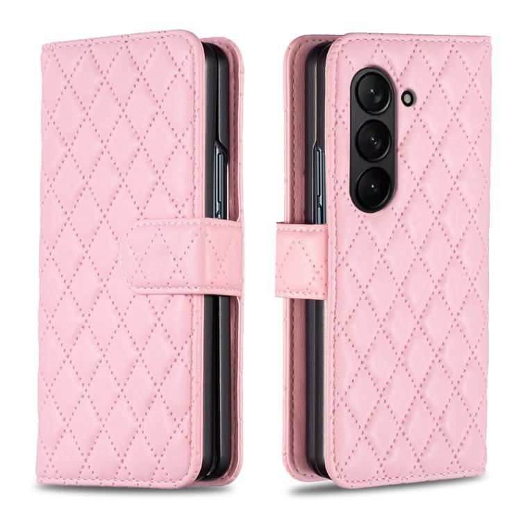 Portafoglio con motivo a reticolo di diamanti e custodia a libro in pelle per telefono, For Galaxy Z Fold8 5G, For Galaxy Z Fold8 Ultra 5G, For Samsung Galaxy Z Fold7, For Samsung Galaxy Z Fold6