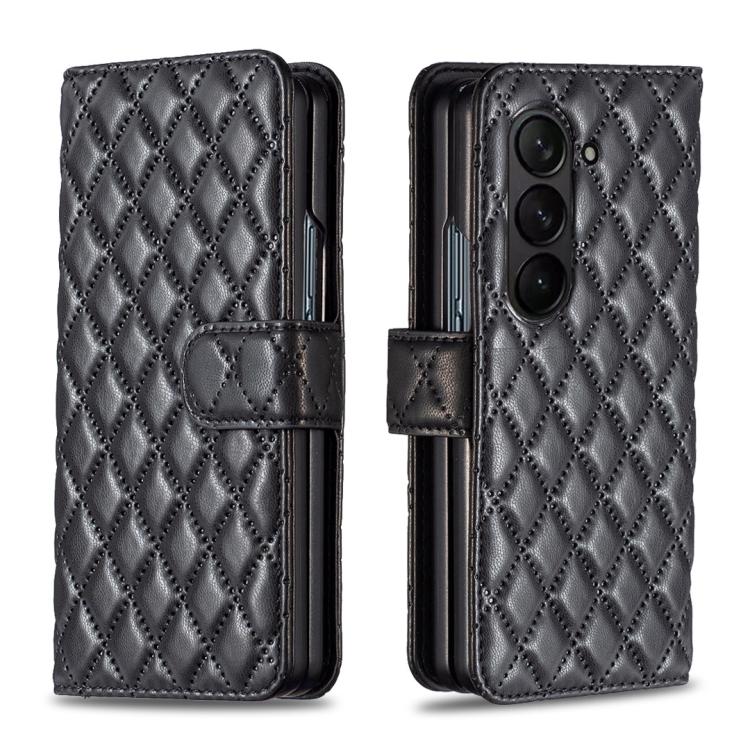 Portafoglio con motivo a reticolo di diamanti e custodia a libro in pelle per telefono, For Galaxy Z Fold8 5G, For Galaxy Z Fold8 Ultra 5G, For Samsung Galaxy Z Fold7, For Samsung Galaxy Z Fold6