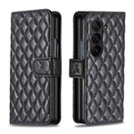 Portafoglio con motivo a reticolo di diamanti e custodia a libro in pelle per telefono, For Galaxy Z Fold8 5G, For Galaxy Z Fold8 Ultra 5G, For Samsung Galaxy Z Fold7, For Samsung Galaxy Z Fold6
