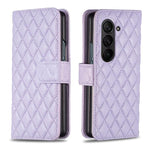Portafoglio con motivo a reticolo di diamanti e custodia a libro in pelle per telefono, For Galaxy Z Fold8 5G, For Galaxy Z Fold8 Ultra 5G, For Samsung Galaxy Z Fold7, For Samsung Galaxy Z Fold6