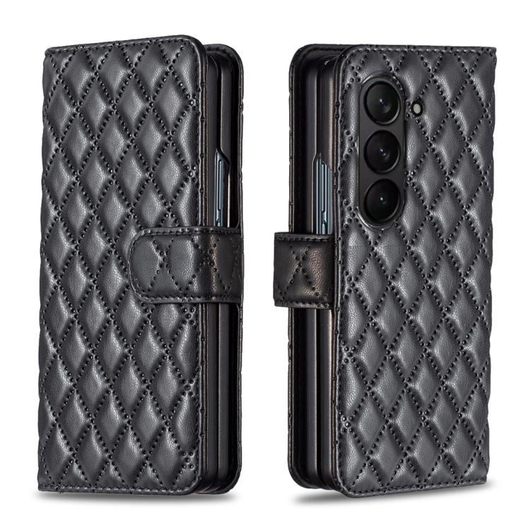 Portafoglio con motivo a reticolo di diamanti e custodia a libro in pelle per telefono, For Galaxy Z Fold8 5G, For Galaxy Z Fold8 Ultra 5G, For Samsung Galaxy Z Fold7, For Samsung Galaxy Z Fold6