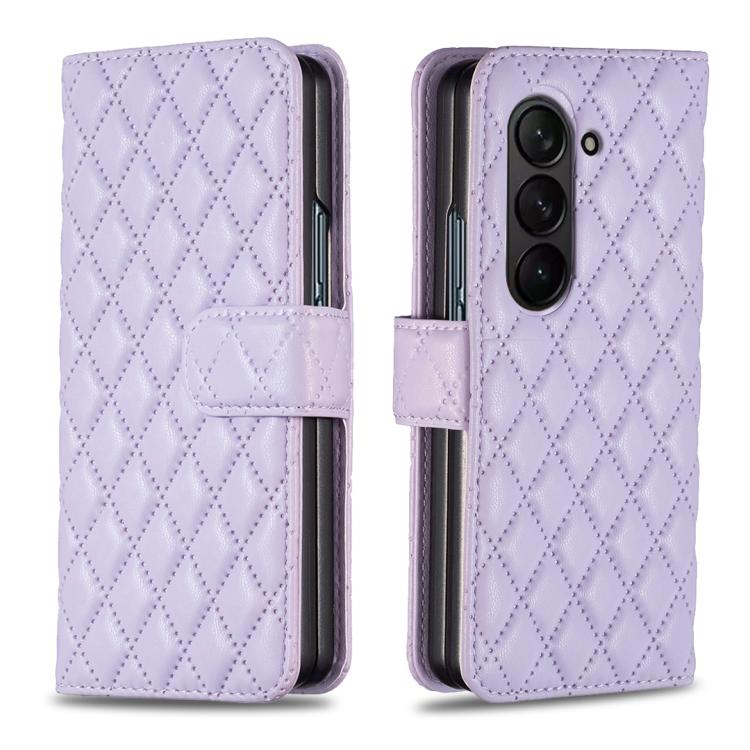 Portafoglio con motivo a reticolo di diamanti e custodia a libro in pelle per telefono, For Galaxy Z Fold8 5G, For Galaxy Z Fold8 Ultra 5G, For Samsung Galaxy Z Fold7, For Samsung Galaxy Z Fold6