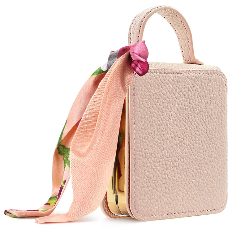 Specchietto per il trucco con motivo litchi e custodia per telefono in PU con foulard di seta, For Galaxy Z Flip8 5G, For Samsung Galaxy Z Flip7