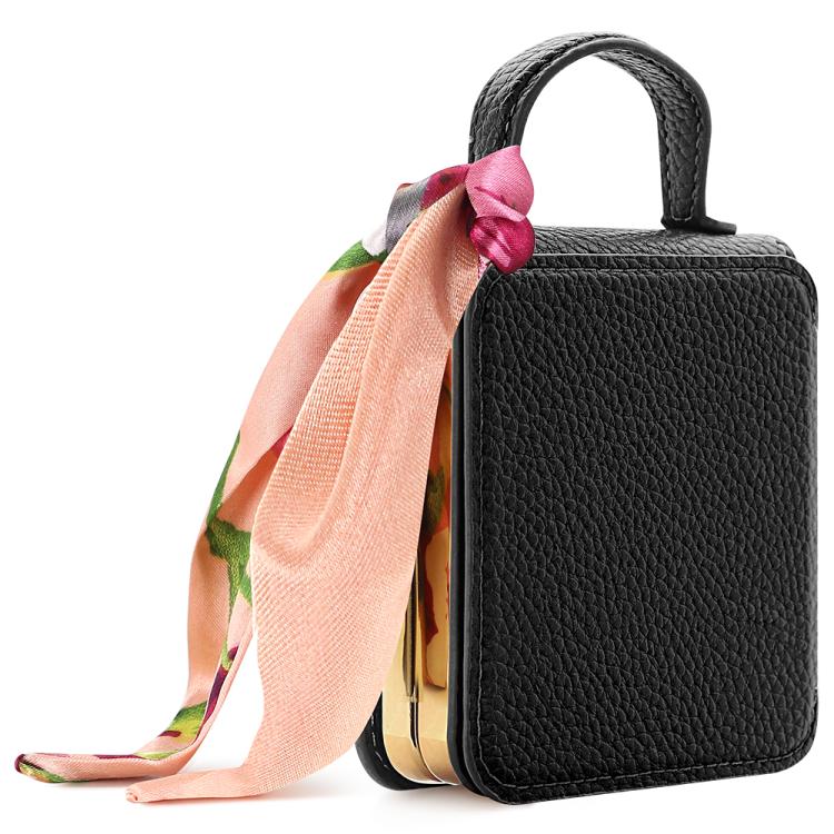 Specchietto per il trucco con motivo litchi e custodia per telefono in PU con foulard di seta, For Galaxy Z Flip8 5G, For Samsung Galaxy Z Flip7